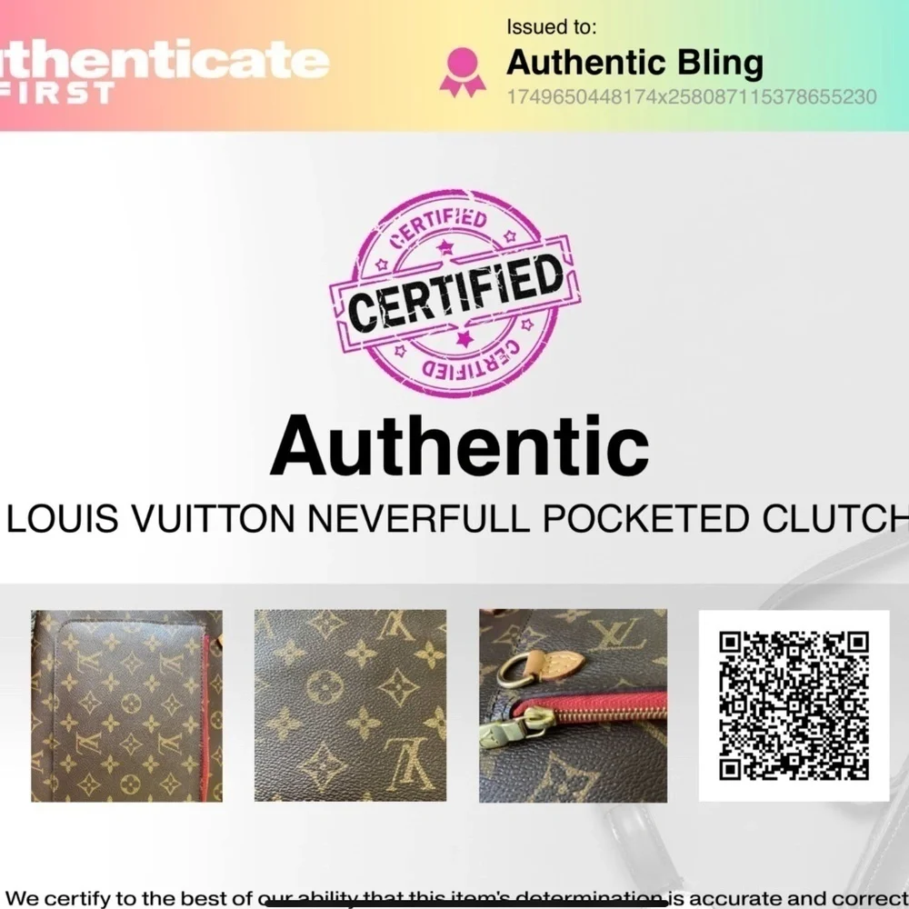 LOUIS VUITTON MONOGRAM NEVERFULL CLUTCH POUCH AUTHENTICATION * EXCELLENT